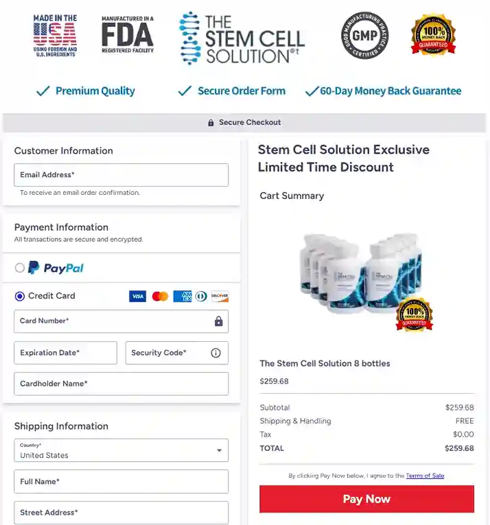 The Stem Cell Solution Order Page
